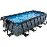 EXIT Pool Stone 400x200cm mit Abdeckung und Sandfilterpumpe, grau