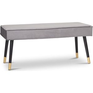 Lifa Living - Barcelona Halbank - Grijs & Goud - Modern - Fluweel & Hout - 101 x 42 x 45 cm