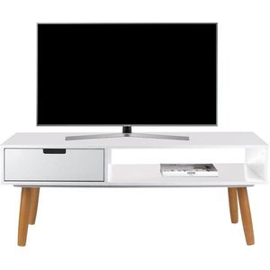 Lifa Living - TV Meubel Venetië - Wit - MDF en Metaal - met Lade - Max gewicht: 15 kg - 100 x 40 x 40 cm