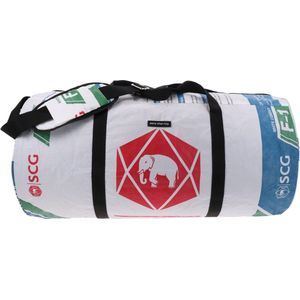 Sporttas / Weekendtas van Gerecyclede Cementzakken - Jumbo Olifant - inhoud 40 L - 55 x 27 x 27 cm - Vegan - duurzaam - fairmade Cambodja -