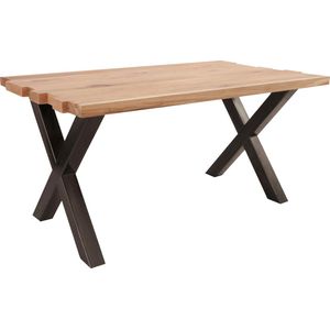 Feel Furniture - 180x90 Eettafel - Massief Boomstamblad Eiken - Constructed oak - 5 cm dik - Twin U Frame