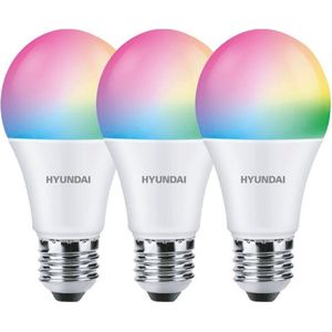 Hyundai Home - Smart Wifi LED lamp - Kleur & Wit - RGBCW - E27 - 3 stuks - 8719743427648