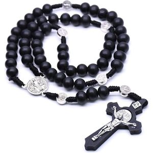 Fako Bijoux - Rozenkrans Ketting - Zwart - Hout - 10mm