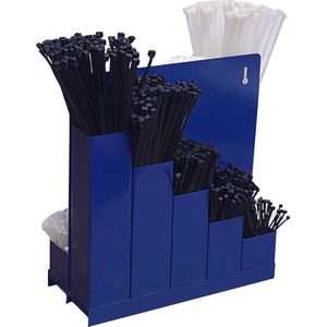 Kortpack - Set: 1 Dubbelzijdig Opbergrek voor Tyraps + 500 Zwarte & 500 Witte Kabelbinders in 5 verschillende maten - (099.0220)