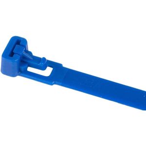 Kortpack - Hersluitbare Kabelbinders/Tyraps - 100mm lang x 7.6mm breed - 100 Stuks per verpakking - Blauw - Volledig herbruikbaar - (099.1024)