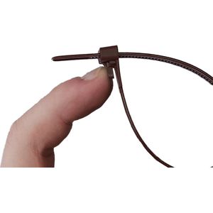 Kortpack - Hersluitbare Kabelbinders/Tyraps - 100mm lang x 7.6mm breed - 100 Stuks per verpakking - Bruin - Volledig herbruikbaar - (099.1026)