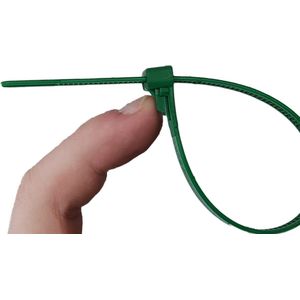 Kortpack - Hersluitbare Kabelbinders/Tyraps - 750mm lang x 7.6mm breed - Groen - 100 stuks - Treksterkte: 22.2KG - Bundeldiameter: 226mm - Bundelbandjes - (099.1039)