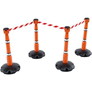 Skipper® - Set van 4 palen, voeten & units - Complete set - Rood/wit afzetlint - Top kwaliteit - (027.0098)