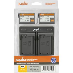 Jupio Kit: 2 x camera-accu EN-EL15B 1700mAh + USB Dual lader