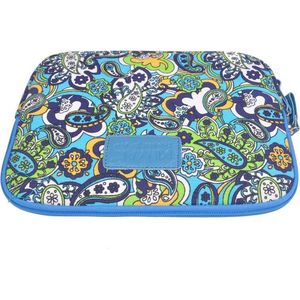 Kinmac – Laptop/Tablet Sleeve met Paisley print tot 10 inch – 27 x 21 x 1,5 cm - Blauw/Groen