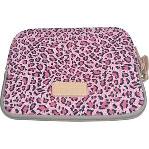 Lisen – Laptop/Tablet Sleeve met Panterprint tot 10 inch – 27 x 21 x 1,5 cm - Roze