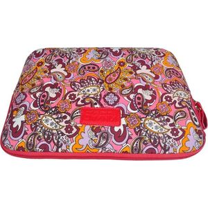Kinmac – Laptop Sleeve met Paisley print tot 15-15.4 inch – 39,5 x 27 x 1,5 cm - Rood/Roze