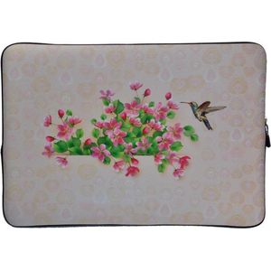 Laptop Sleeve met bloemen tot 13 inch – Crème/Roze