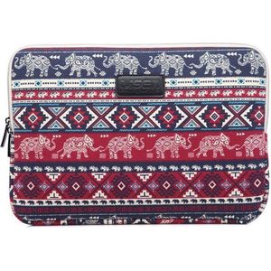 Lisen – Laptop Sleeve met olifanten tot 13-13.3 inch – Donkerrood/Donkerblauw