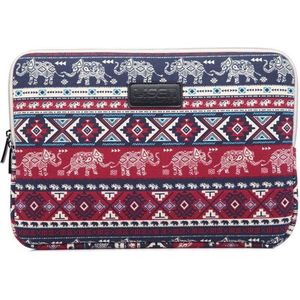 Lisen – Laptop Sleeve met olifanten tot 15.4 inch – Donkerblauw/Donkerrood