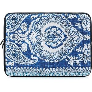 Laptop sleeve tot 15.4 inch met bohemian print – Blauw/Wit