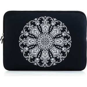 Laptop sleeve tot 15.4 inch met mandala print – Zwart/Wit