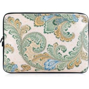 Laptop sleeve tot 15.4 inch met barok print – Crème/Lichtgeel/Lichtgroen