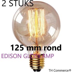 2 stuks Edison kooldraad lamp - gloeilamp - grote fitting - g 125 filament - 40 Watt Dimbaar
