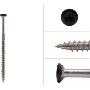 Wovar Tuin schroeven Zwart RVS 410 - 4x70mm Torx 20 - Doos 200 stuks