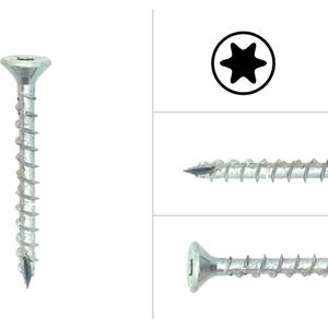 Wovar Spaanplaatschroeven Verzinkt 5 x 50 mm Torx 25 Voldraad | Doos 200 Stuks