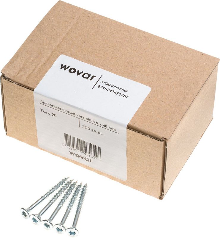 Wovar - Spaanplaatschroeven - Verzinkt - Torx 15 - 3.5 x 40 mm