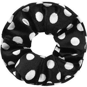 Joboly Set 2 stuks Scrunchie zwart stippen velvet haarelastiek haarwokkel  - Dames - Zwart