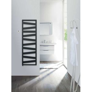 Zehnder Ribbon elektrische radiator met bediening 168.6x60cm mat zwart