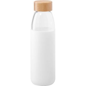 OneTrippel - Drinkfles - Waterfles - Waterflessen - 540 ml - Glas en bamboe - Wit