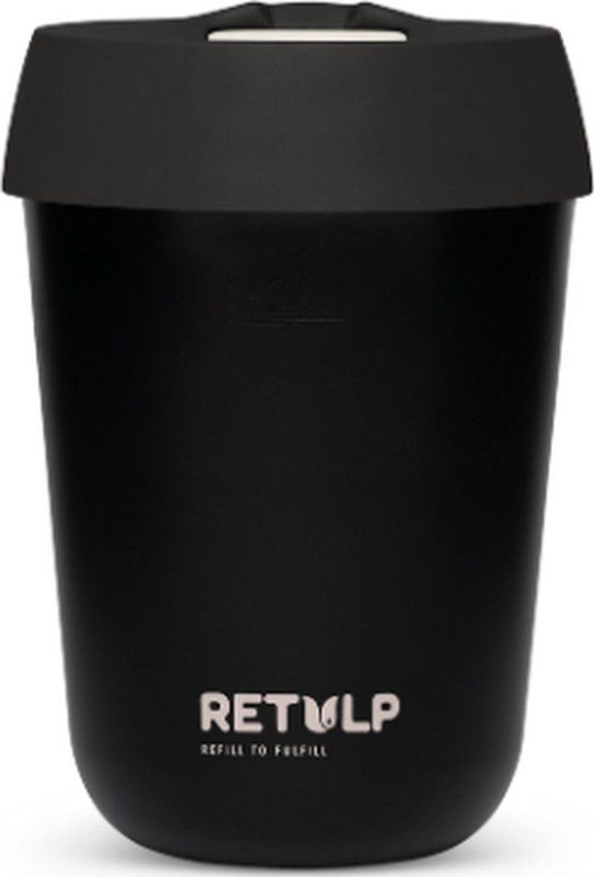 Retulp Travel Mug - Koffiebeker to go - 275 ml - Koffiemok - Black & Night Black