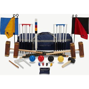 Ubergames - Meester Croquet Set - Engels Tuinspel - 4 persoons, 16 mm stalen poorten, kunststof ballen, club-kwaliteit met Draagtas Klasse en Geweldig met Draagtas Kwaliteit en Klasse