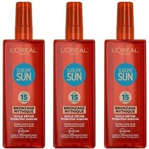 L’Oréal Sublime Sun Oil Spray – Factor 15 – 250 ml – 3 Stuks