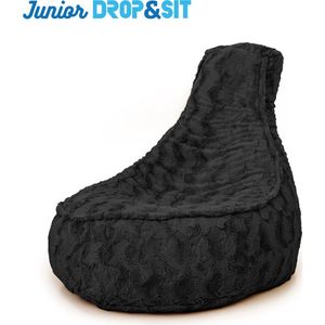 Drop & Sit Stoel Zitzak Bont - Zwart - Junior - Voor Binnen