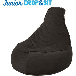 Drop & Sit Stoel Zitzak Ribstof – Zwart – Junior – Voor Binnen