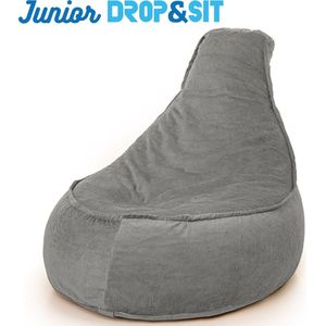 Drop & Sit Stoel Zitzak Ribstof – Grijs – Junior – Voor Binnen