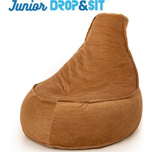Drop & Sit Stoel Zitzak Ribstof – Cognac – Junior – Voor Binnen