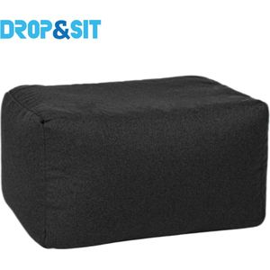 Drop & Sit Poef - Duurzaam - 100% Gerecyclede Petflessen - Zwart - 55x75x45cm - Binnen/Buiten