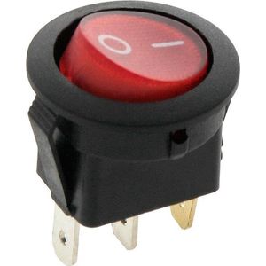 Schakelaar - rood - 12 volt - 20A - verlicht rond - 3 pins