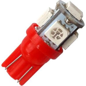 T10 - ROOD - 5 LED - 12V - 5050 SMD