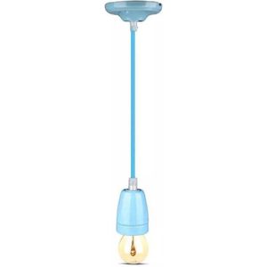 Retro porseleinen lamp - BLAUW - E27 fitting - pendel