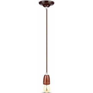 Retro porseleinen lamp - BRUIN - E27 fitting - pendel