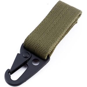 Outdoor karabijnhaak met klittenband bevestiging - army green