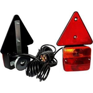 LED achterlichtcombinatie - 2 x 2 LEDs - Met gevarendriehoek - Magnetisch