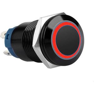 Push schakelaar rode verlichting - 19mm