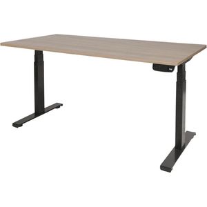 Zit Sta Bureau - T-poot Elek 180x90 Havana Kersen -zwart frame