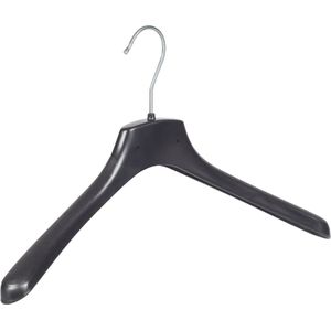 De Kledinghanger Gigant - Mantelhanger - Kostuumhanger - Jassenhanger - Volwassenen - FR40 - 10 Stuks - Kunststof - Zwart - Gebogen Model - Schouderverbreding 3,3 cm - 40 cm - Kledinghanger - Kleerhanger - FR-Serie (FR40_00/10)