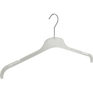 De Kledinghanger Gigant - Kledinghanger - Volwassenen - F01/47 - 40 Stuks - Blousehanger - Shirthanger - Kunststof - Transparant - Rokinkepingen - 47 cm - Kleerhanger - F01-Serie (F01/47_02/40)