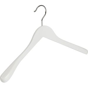 De Kledinghanger Gigant - Mantelhanger - Kostuumhanger - Jassenhanger - Volwassenen - 7244BA - 20 Stuks - Lotushout - Wit Gelakt - Schouderverbreding 3 cm - 41 cm - Kledinghanger - Kleerhanger (7244BA_01/20)