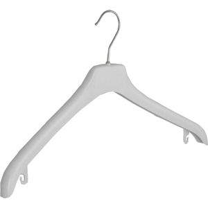 De Kledinghanger Gigant - Mantelhanger - Kostuumhanger - Jassenhanger - Volwassenen - NF44 - 10 Stuks - Kunststof - Wit - Gebogen Model - Schouderverbreding 2 cm - 44 cm - Kledinghanger - Kleerhanger - NF-Serie (NF44_01/10)