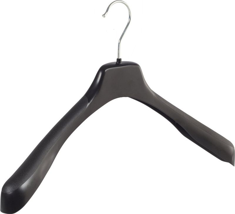 De Kledinghanger Gigant - Mantelhanger - Zwart - Kunststof - 20 Stuks - Schouderverbreding 4 cm - 45 cm